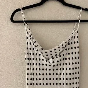 Zara Dresses Zara Satin Maxi White Polka Dot Cami Slip Dress